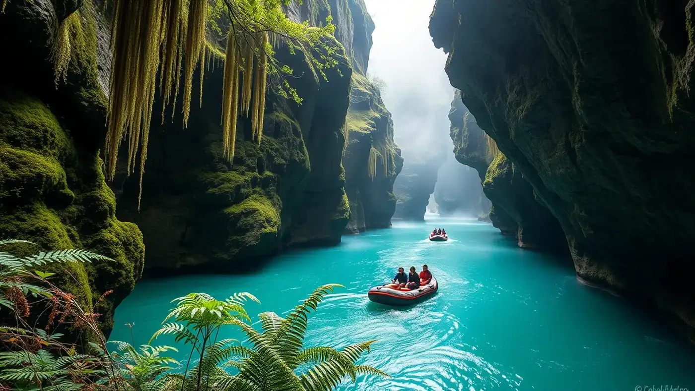 Turquoise waters of Martvili Canyon near Kutaisi, Georgia